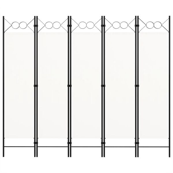 vidaXL مقسم غرفة ذو 5 ألواح أبيض 200×180 سم