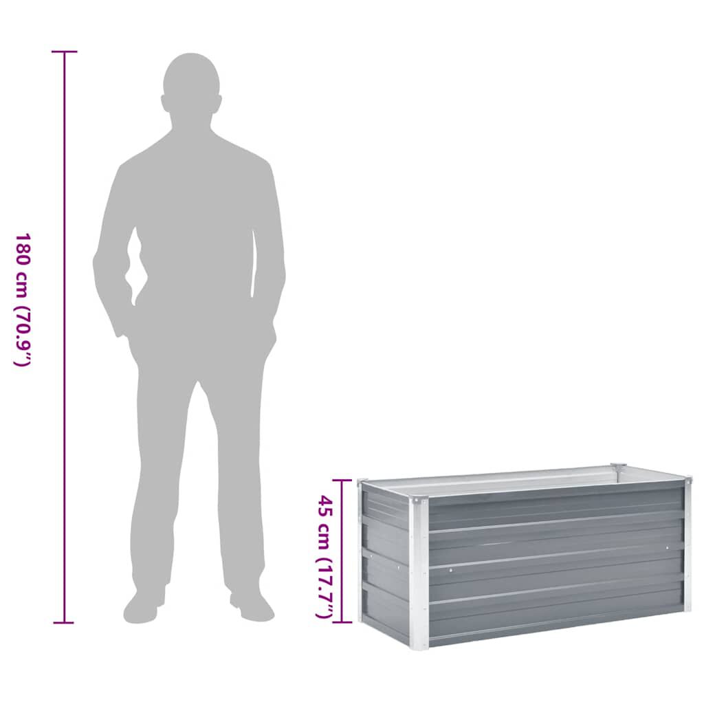 vidaXL حوض حديقة مرتفع فولاذ مجلفن 100×40×45 سم رمادي