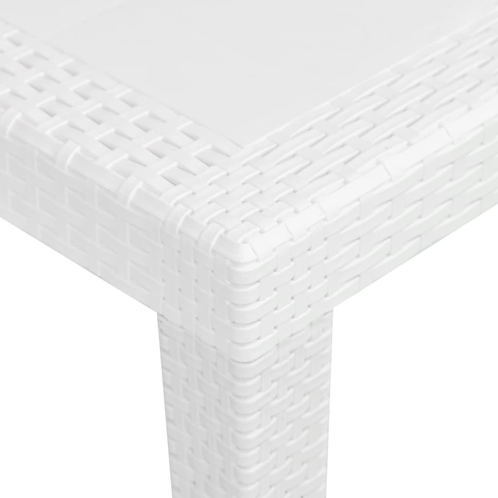 vidaXL طاولة حديقة أبيض 79×79×72 سم بلاستيك بمظهر روطان