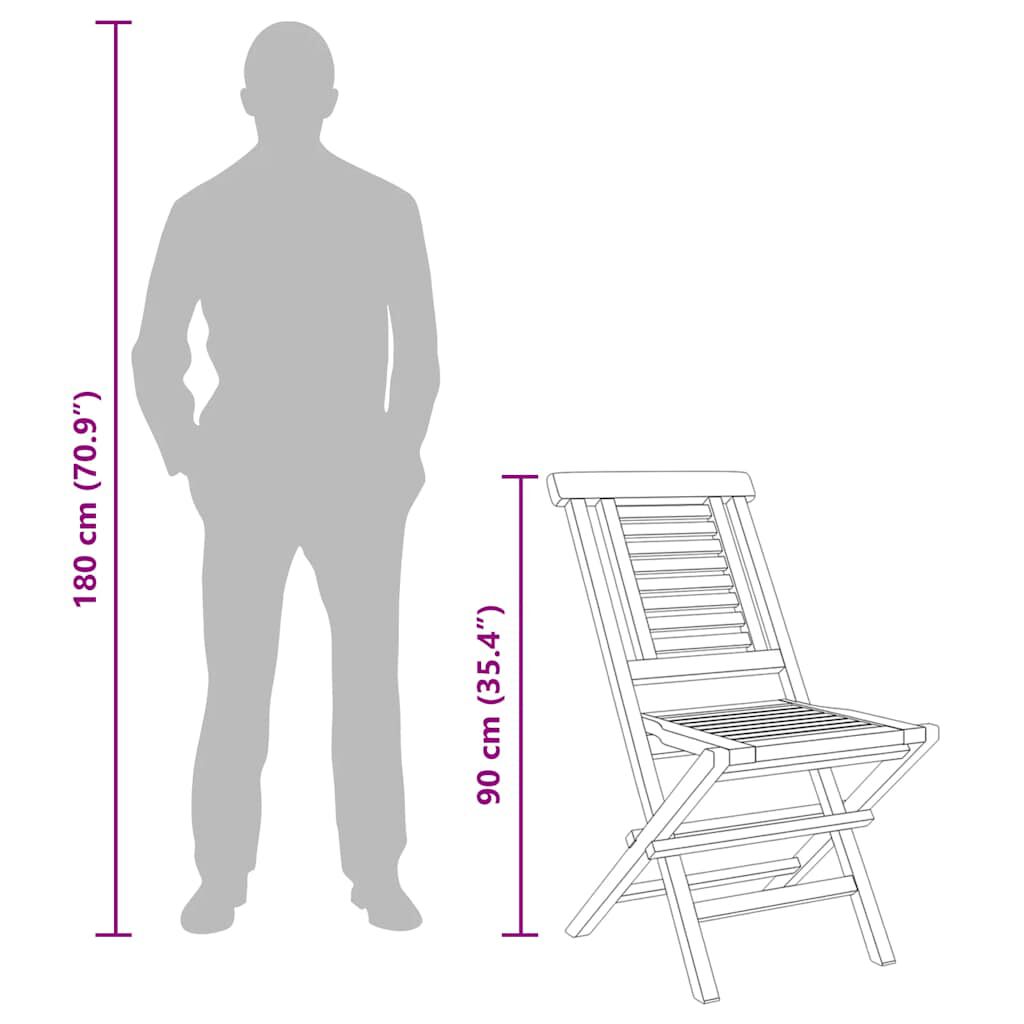 vidaXL كراسي حديقة قابلة للطي 4 ق 47x63x90 سم خشب ساج صلب