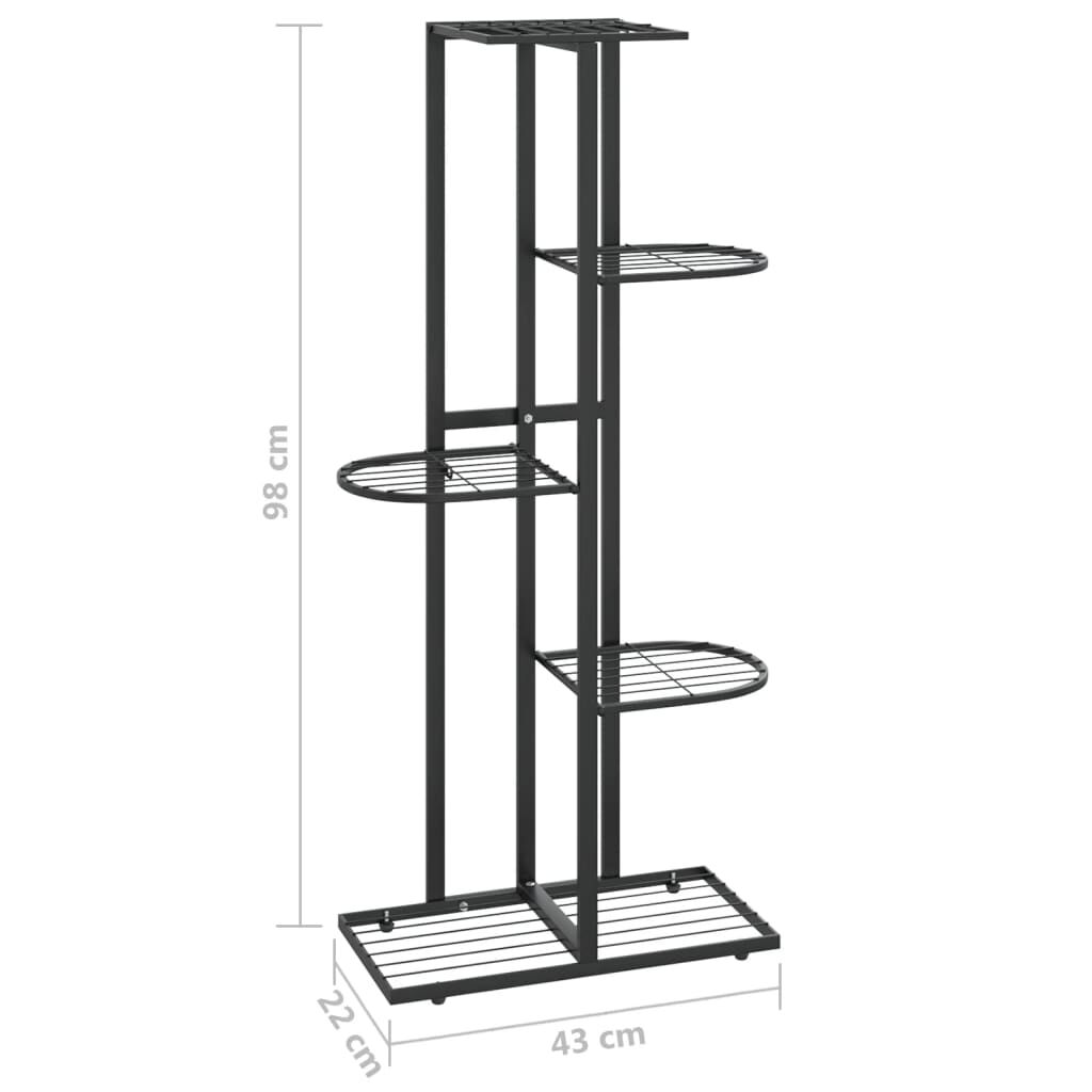 vidaXL عدد 5-طوابق حامل زهور 43×22×98 سم معدن أسود