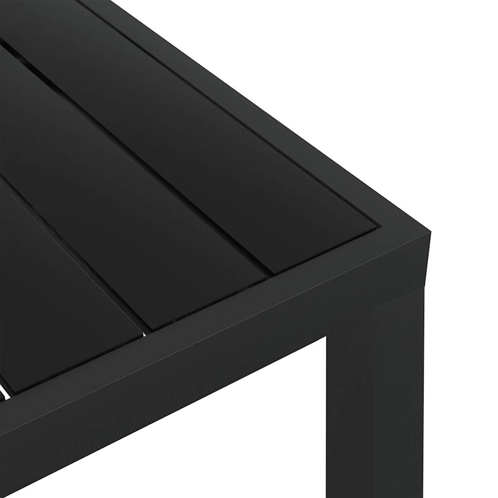 vidaXL طاولة حديقة أسود 80×80×74 سم ألومنيوم وخشب WPC