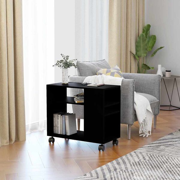 vidaXL طاولة جانبية أسود 70×35×55 سم خشب صناعي