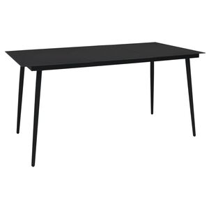 vidaXL طاولة سفرة حديقة لون أسود 150&times;80&times;74 سم فولاذ وزجاج