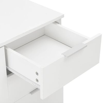vidaXL خزانة جانبية أبيض لامع 107×35×76 سم