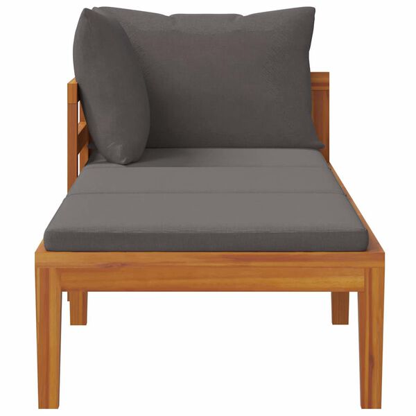 vidaXL كرسي تشمس مع مسند ذراع 1 رمادي داكن خشب أكاسيا صلب