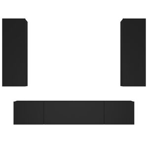 vidaXL طقم خزانة تلفاز 4ق خشب صناعي أسود