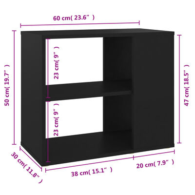 vidaXL خزانة جانبية أسود 60×30×50 سم خشب صناعي