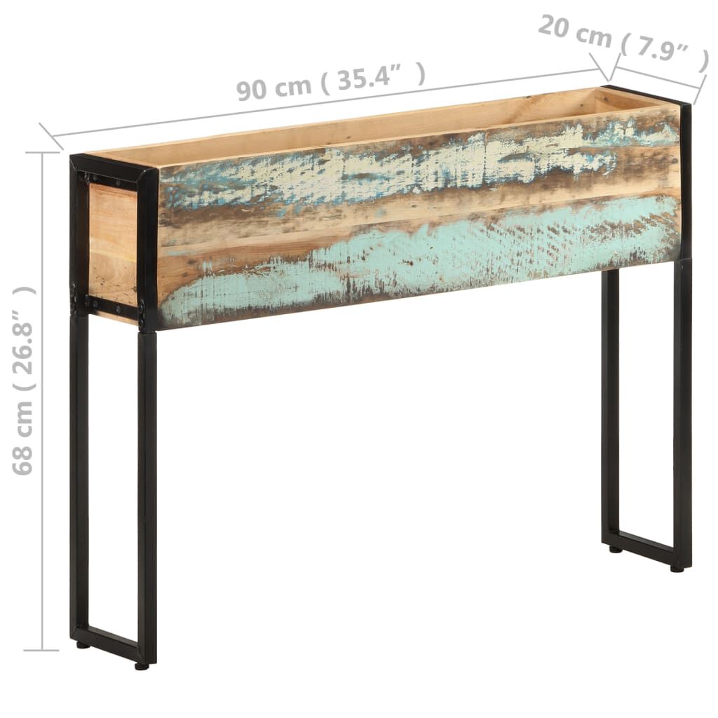 vidaXL حوض زرع 90×20×68 سم خشب صلب مستصلح