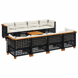 vidaXL طقم أريكة حديقة 9 قطع مع وسائد بولي روطان لون أسود
