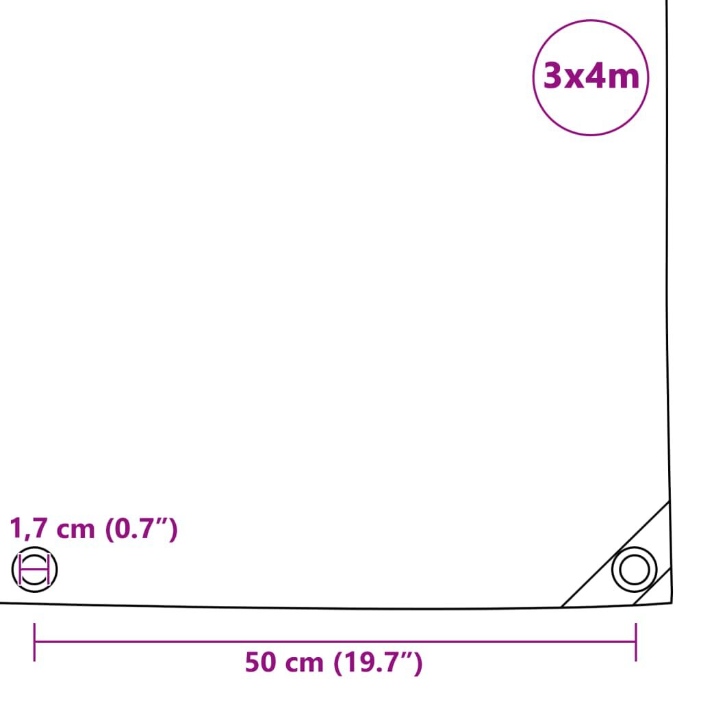 vidaXL قماش مشمع 650 جم/م² 3×4 م رمادي