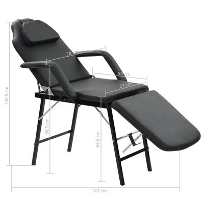 كرسي التدليك للعناية بالوجه جلد صناعي 185×78×76 سم أسود vidaXL