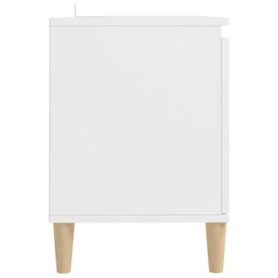 vidaXL خزانة تلفزيون بأرجل من الخشب الصلب أبيض 103.5×35×50 سم