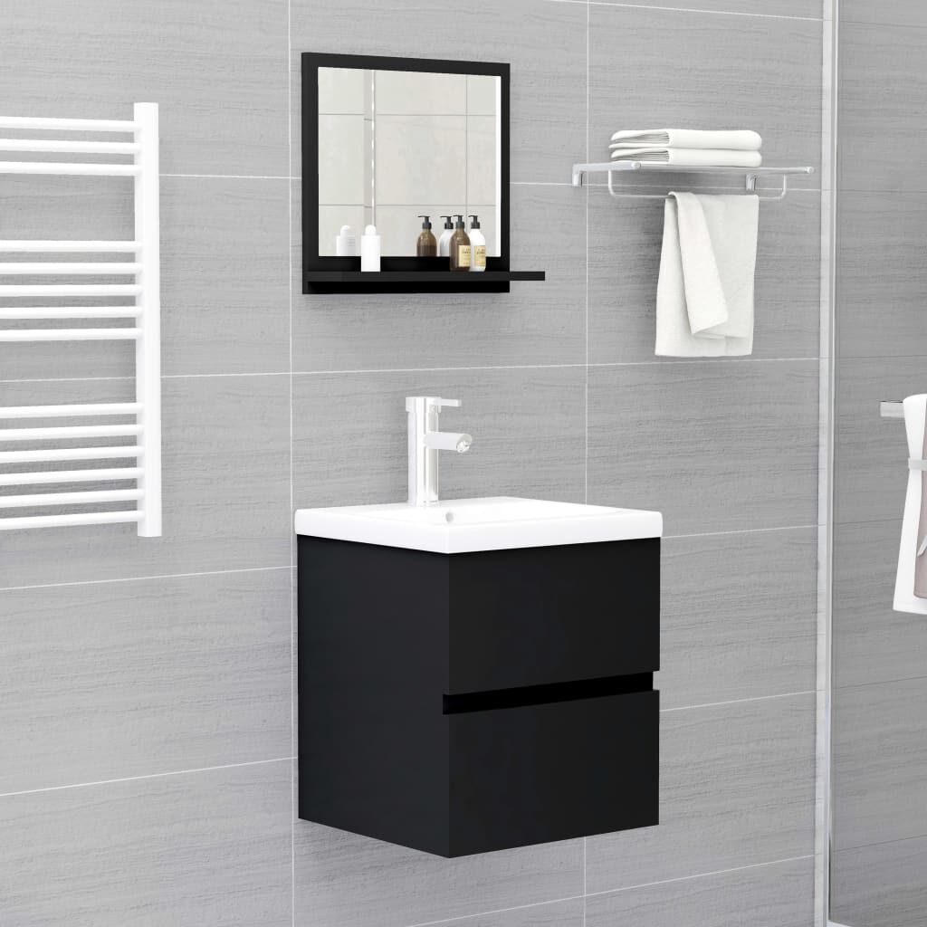 vidaXL مرآة حمام لون أسود 40×10.5×37 سم خشب صناعي