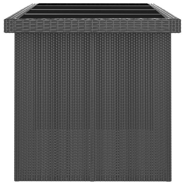 vidaXL طقم سفرة خارجي 7 قطع مع وسائد بولي روطان أسود