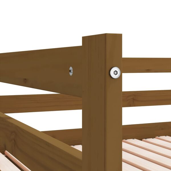 vidaXL سرير نهاري قابل للسحب خشب صنوبر صلب بني عسلي 2×(90×200) سم