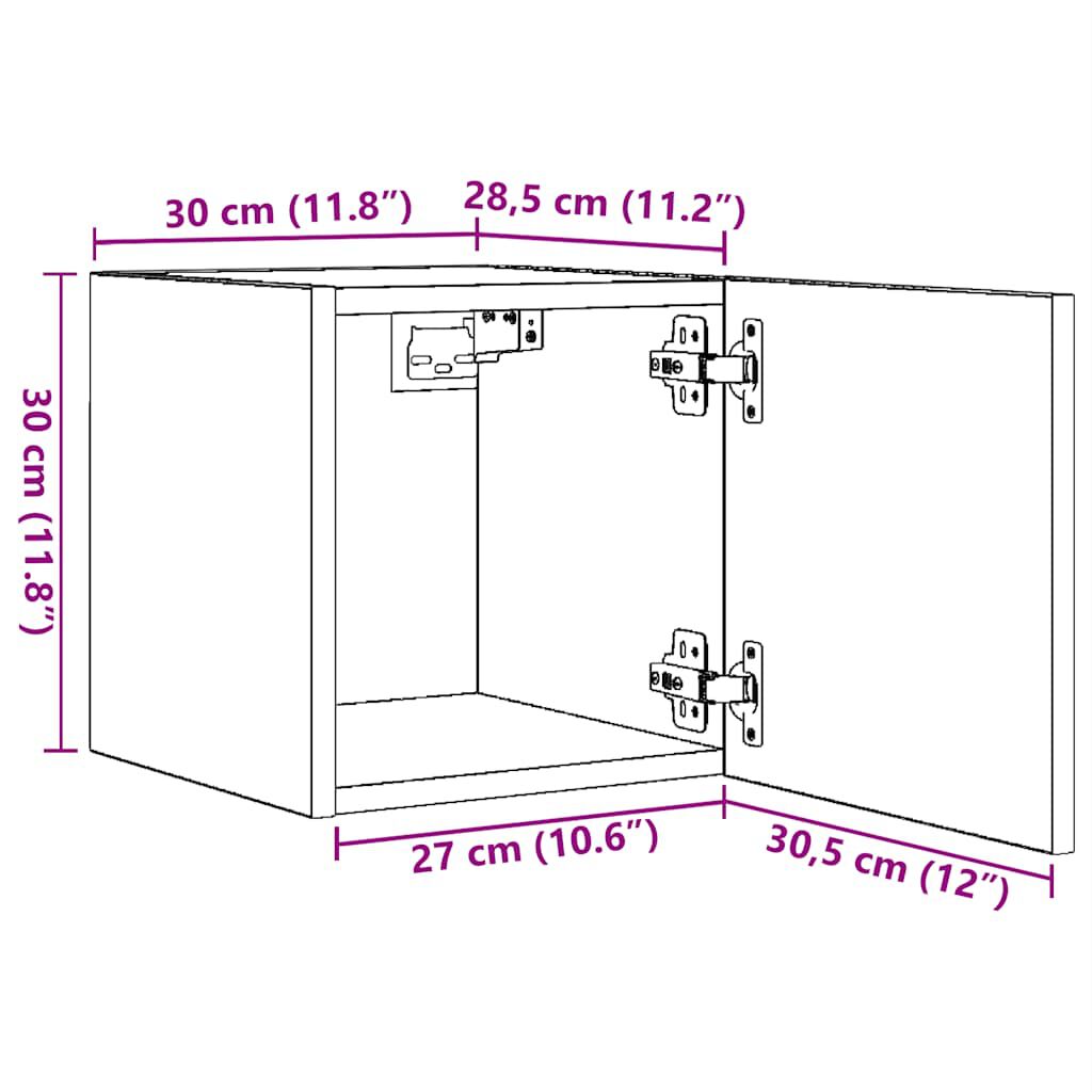 vidaXL خزانات تلفزيون جدارية 2 قطع سونوما أوك 30x30x30.5 سم