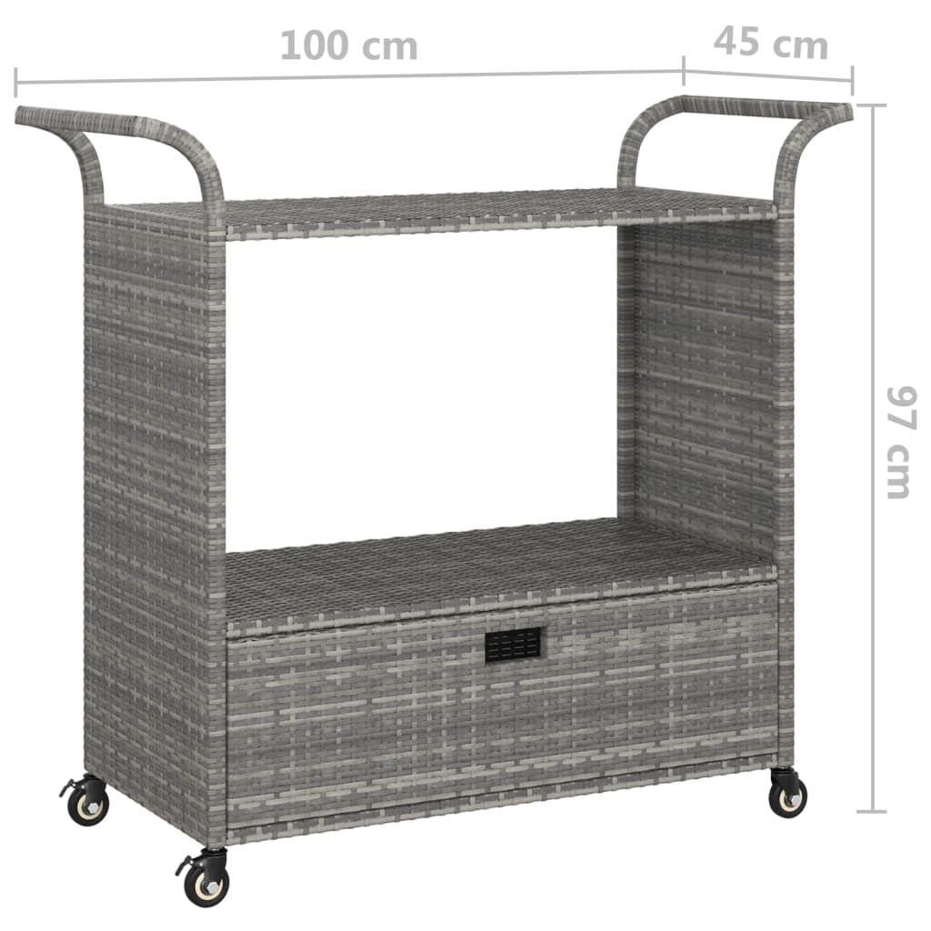 vidaXL عربة بار مع درج رمادي 100×45×97 سم بولي روطان