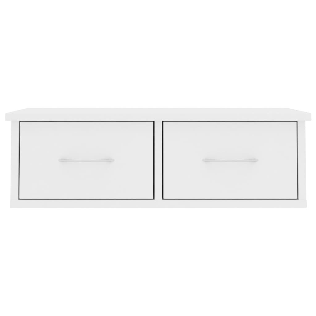 vidaXL رف حائط مع درج أبيض 60×26×18.5 سم خشب صناعي