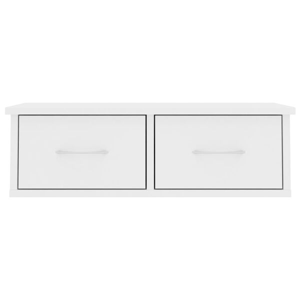 vidaXL رف حائط مع درج أبيض 60×26×18.5 سم خشب صناعي