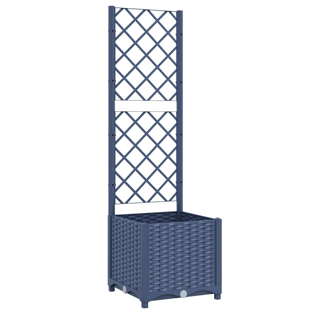vidaXL حوض حديقة مع تعريشة أزرق رمادي 40×40×136 سم PP