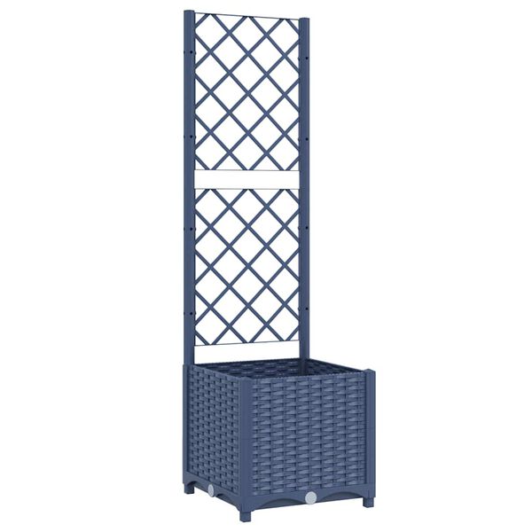 vidaXL حوض حديقة مع تعريشة أزرق رمادي 40×40×136 سم PP