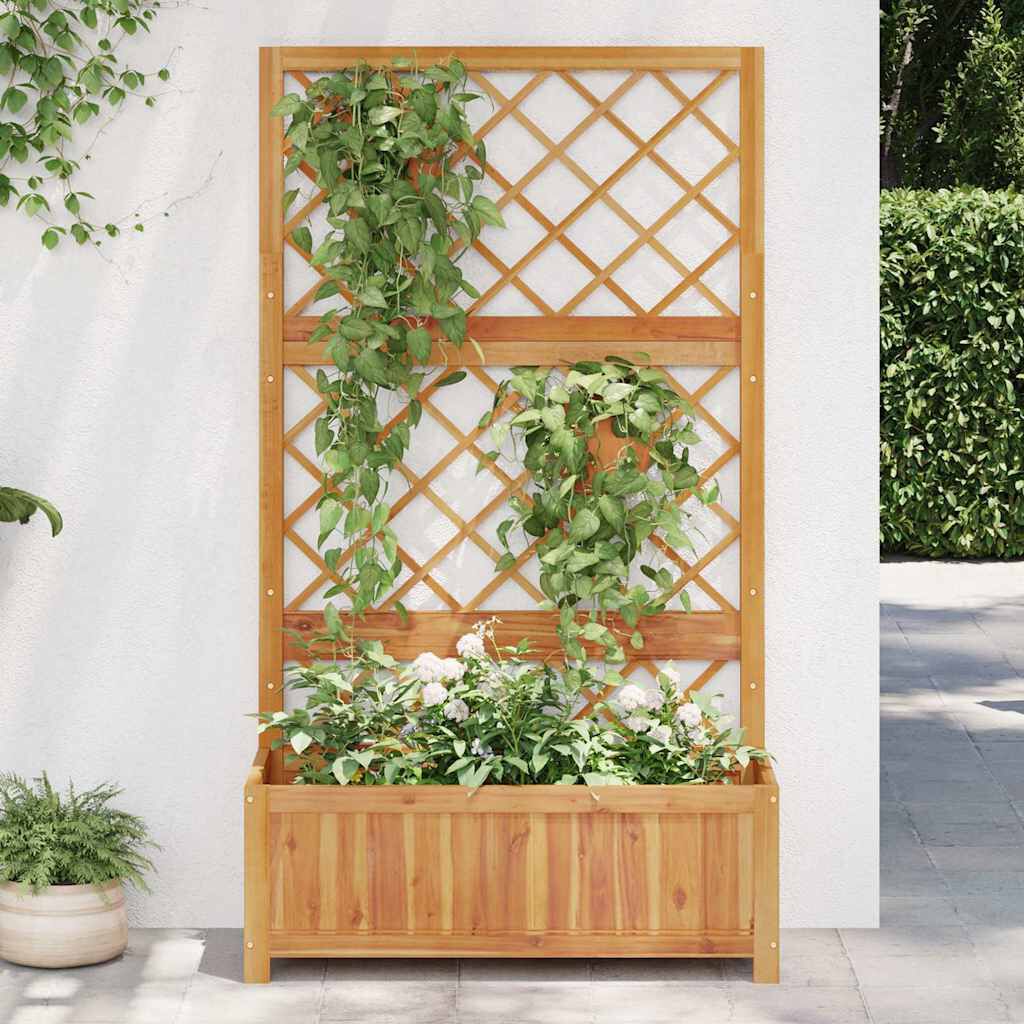 vidaXL صندوق زهور مرتفع مع تعريشة 85×38×150 سم خشب أكاسيا صلب