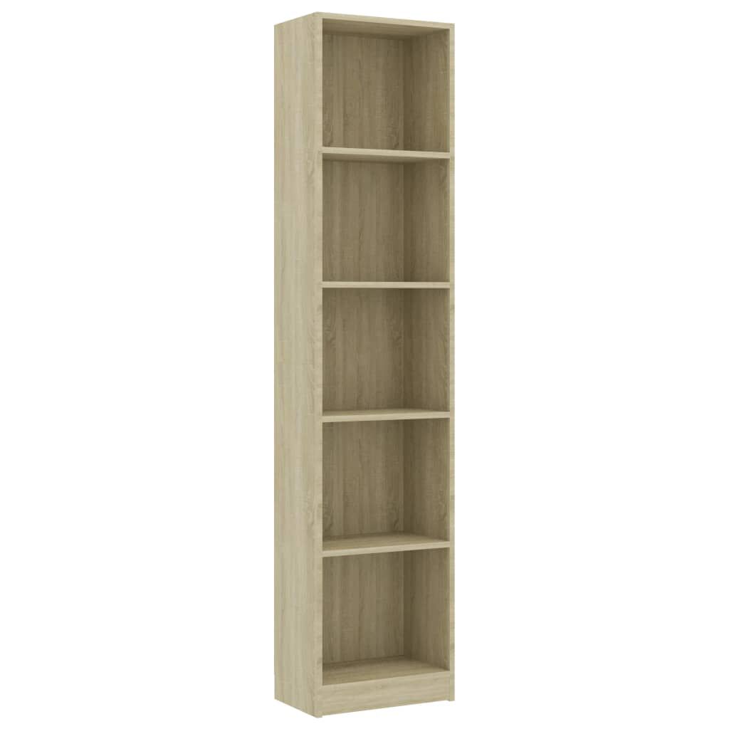 vidaXL خزانة كتب 5 طبقات سونوما اوك 40×24×175 سم خشب مضغوط