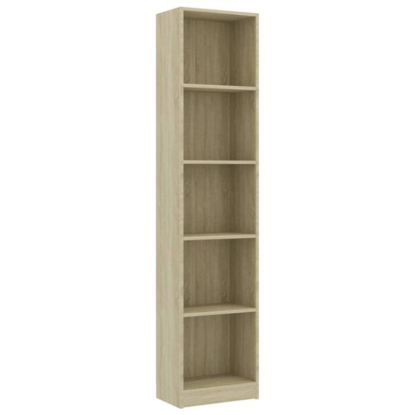 vidaXL خزانة كتب 5 طبقات سونوما اوك 40×24×175 سم خشب مضغوط