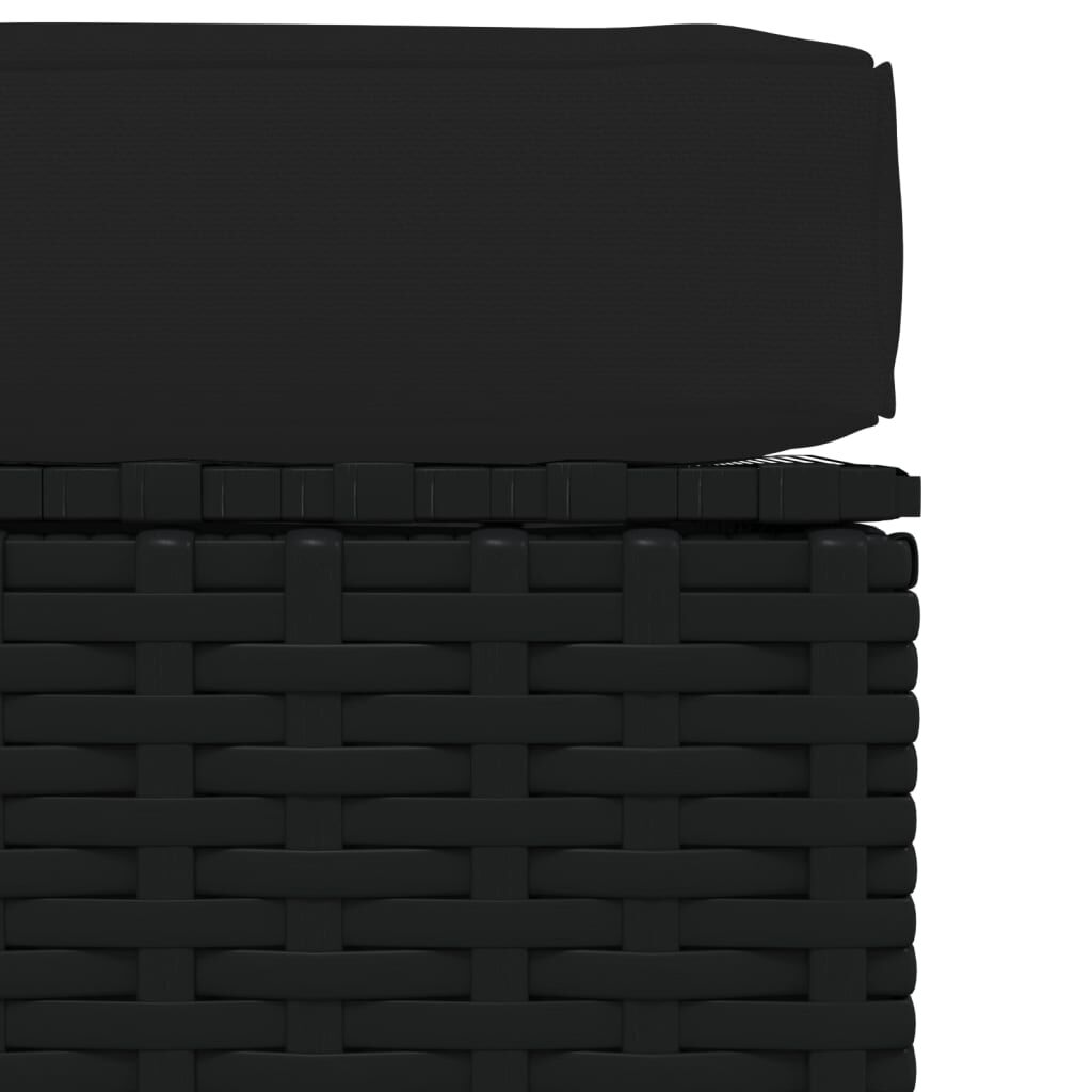 vidaXL مسند قدم حديقة مع وسادة أسود 70×70×30 سم بولي روطان