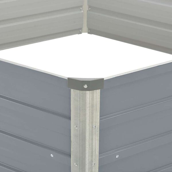 vidaXL حوض حديقة مرتفع 129&times;129&times;46 سم فولاذ مجلفن رمادي