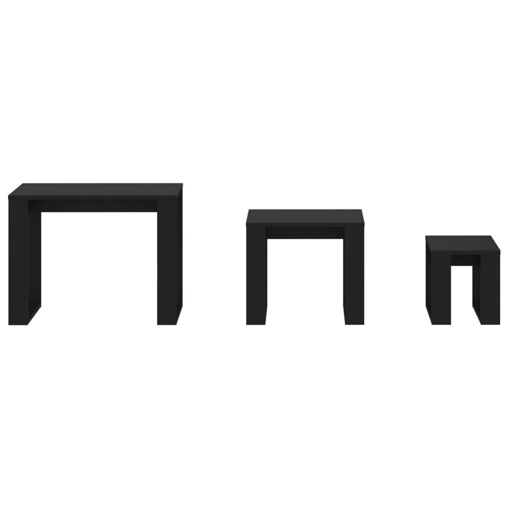 vidaXL طاولات متداخلة 3 ق أسود خشب صناعي