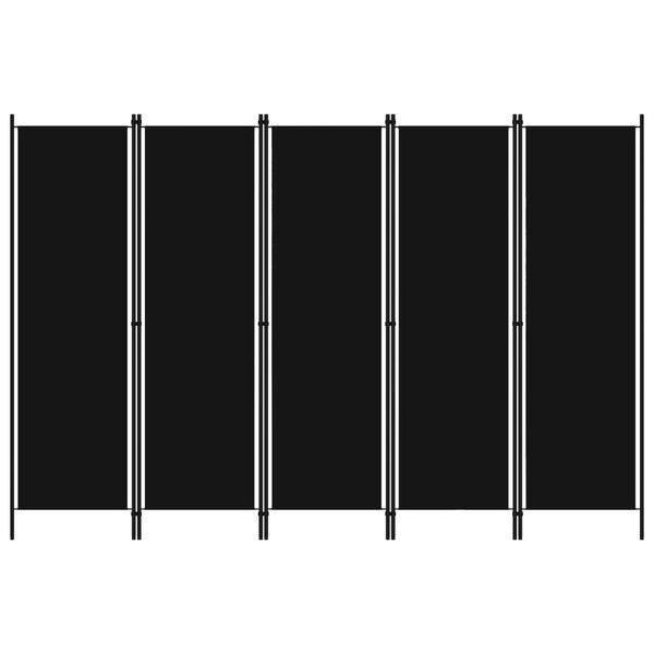 vidaXL مقسم غرفة ذو 5 ألواح أسود 250×180 سم