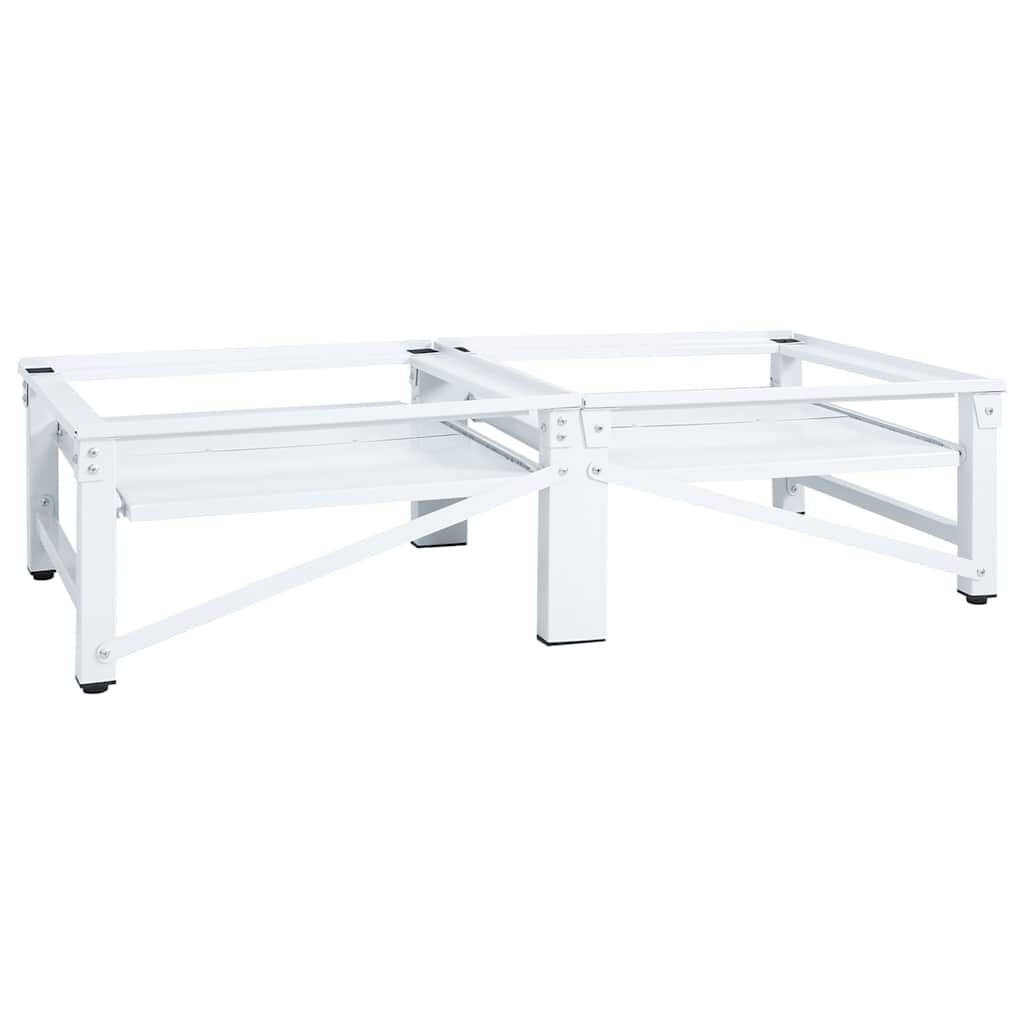 vidaXL قاعدة آلة الغسيل والتجفيف مع أرفف قابلة للسحب أبيض