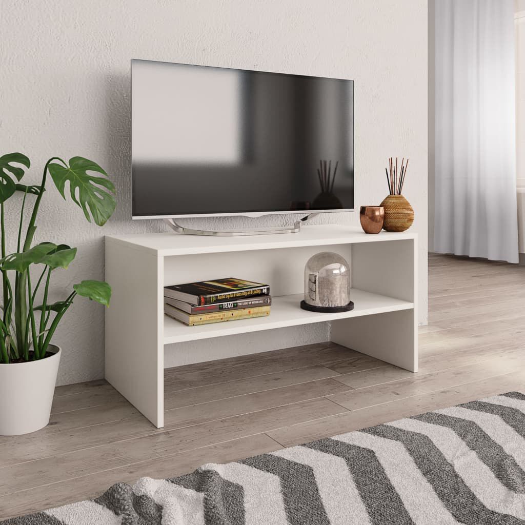 vidaXL خزانة تلفزيون لون أبيض 80×40×40 سم خشب صناعي