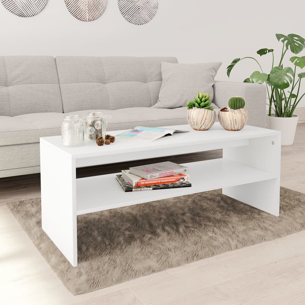 vidaXL طاولة قهوة لون أبيض 100×40×40 سم خشب صناعي