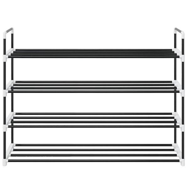 vidaXL حامل أحذية مع 4 أرفف معدن وبلاستيك أسود