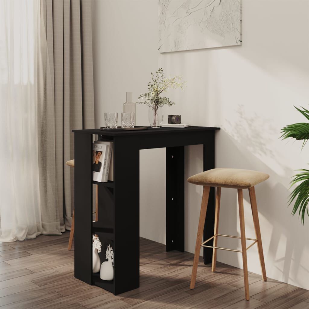 vidaXL طاولة بار ورف 103,5x50x102 سم خشب صناعي أسود