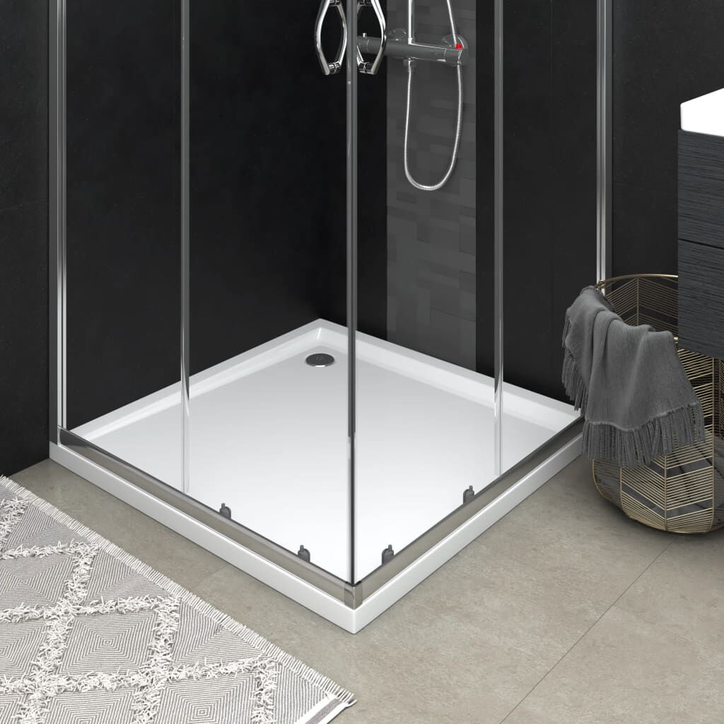 vidaXL قاعدة دش ABS مربعة لون أبيض 80 × 80 سم