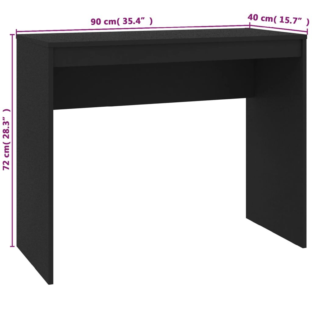 vidaXL مكتب لون أسود 90×40×72 سم خشب صناعي