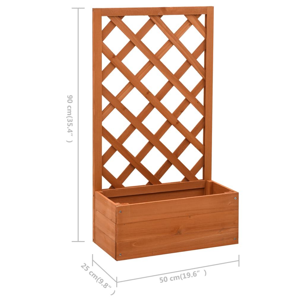 vidaXL حوض زرع تعريشة حديقة برتقالي 50×25×90 سم خشب تنوب صلب