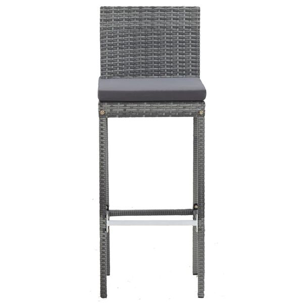 vidaXL عدد 5 قطع طقم بار خارجي بولي روطان وخشب أكاسيا رمادي