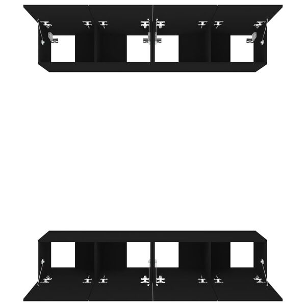 vidaXL خزائن تلفاز 4ق أسود 80x30x30 سم خشب صناعي