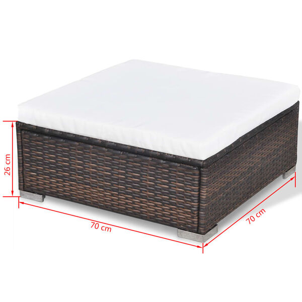 vidaXL عدد 10 ع طقم كنب حديقة مع وسائد بولي روطان بني