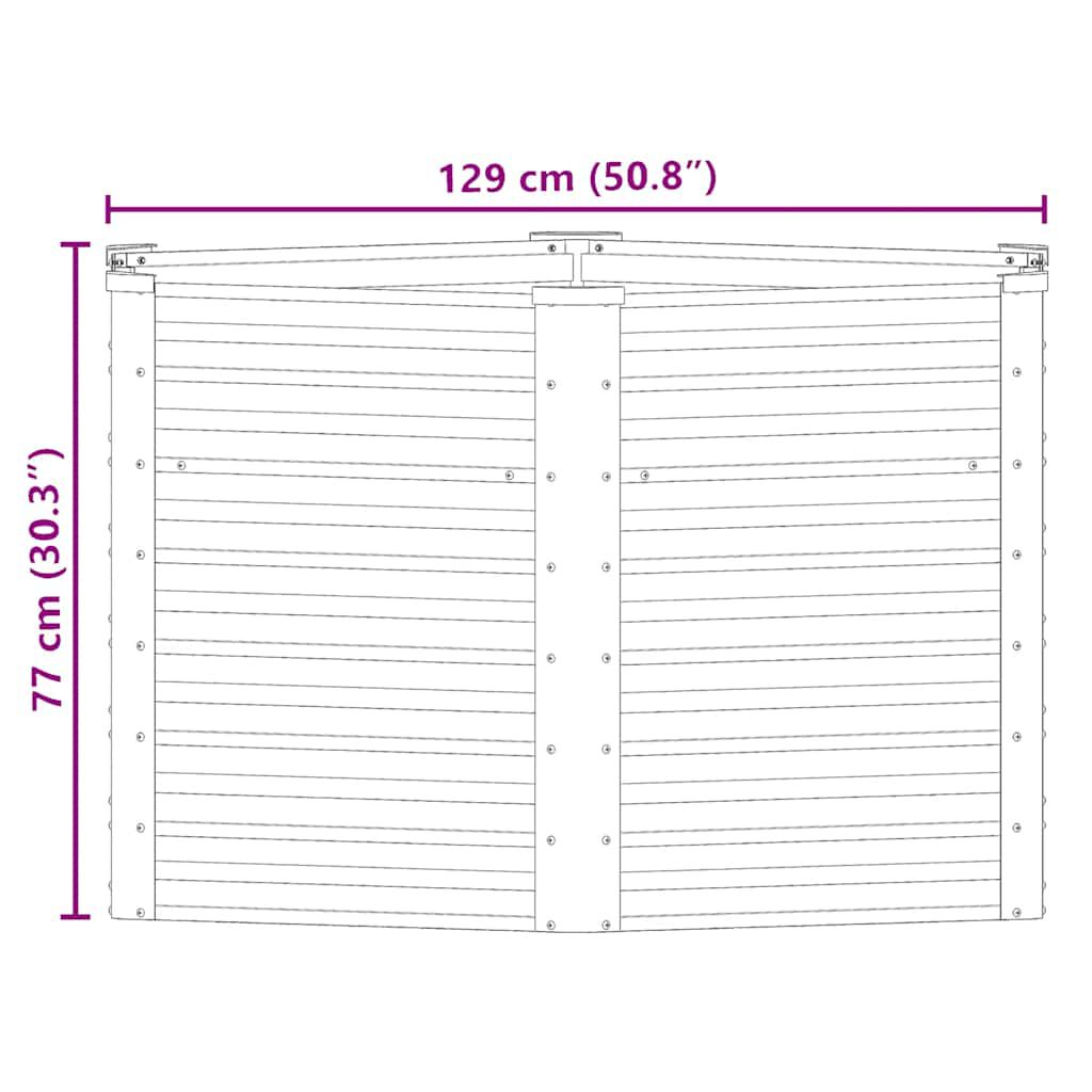 vidaXL حوض حديقة مرتفع فولاذ مجلفن 129×129×77 سم أخضر