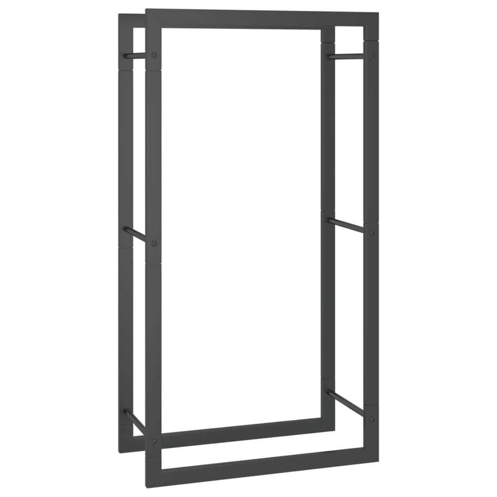 vidaXL حامل حطب لون أسود مطفي 94x28x50 سم فولاذ