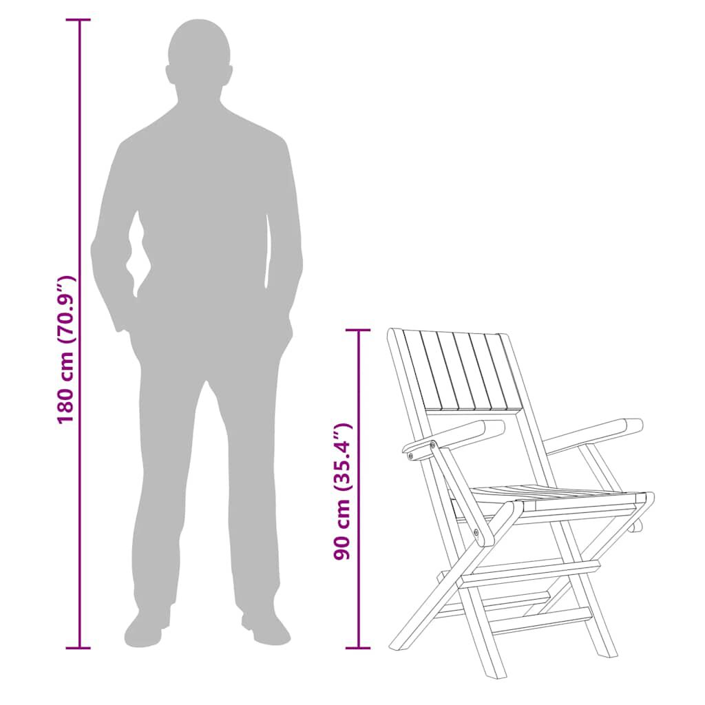 vidaXL كراسي حديقة قابلة للطي 6 ق 55x61x90 سم خشب ساج صلب