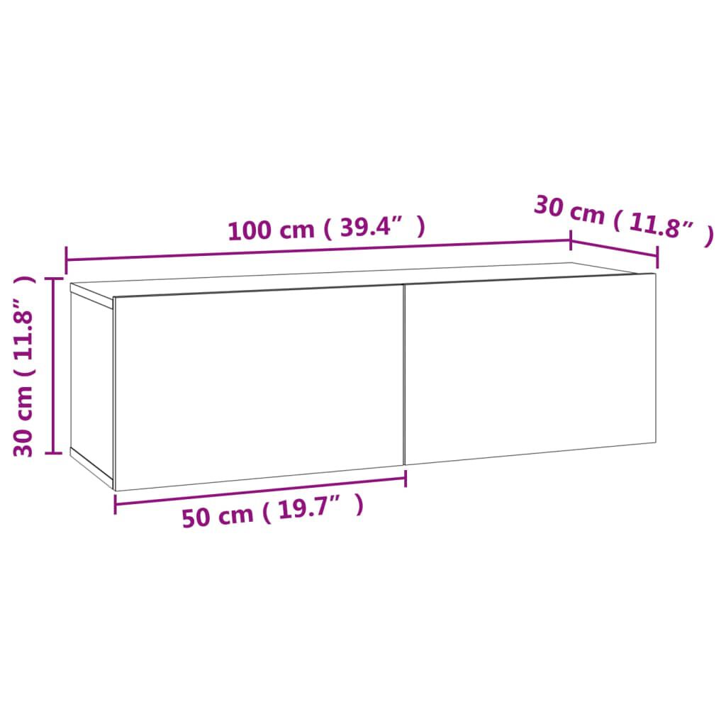 vidaXL خزانة تلفزيون لون رمادي أسمنتي 100×30×30 سم خشب صناعي