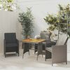 vidaXL طاولة حديقة رمادي 70×70×72 سم بولي روطان وخشب أكاسيا صلب