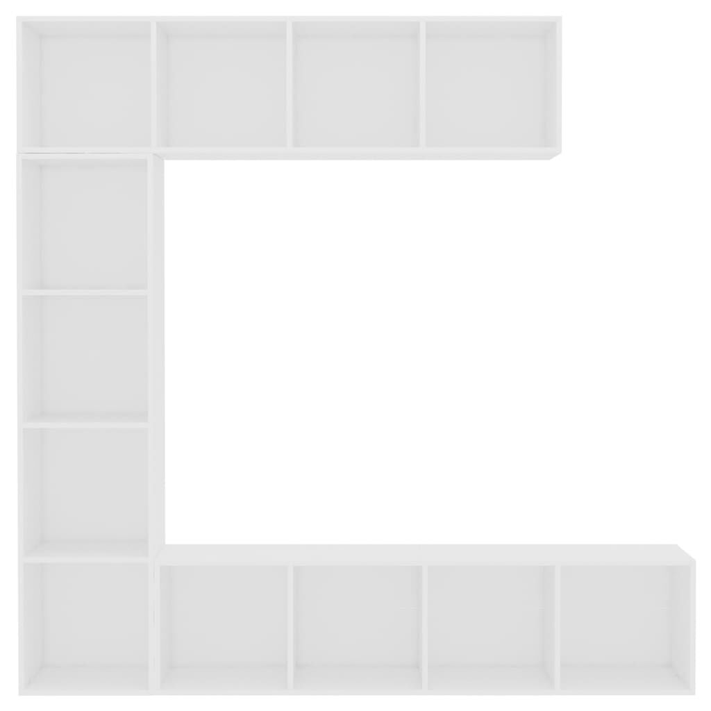 vidaXL طقم خزانة كتب/ تلفزيون 3 قطع لون أبيض 180×30×180 سم